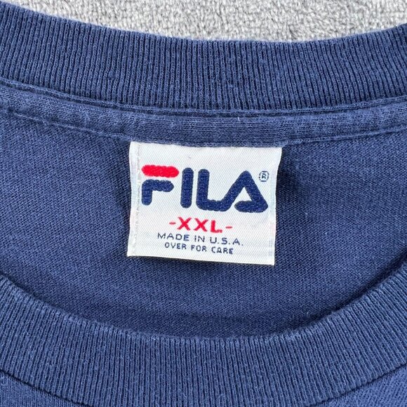 FILA Basketball T Shirt Men 2XL Vintage 90's Made in USA Hip Hop Big Print Logo - Picture 8 of 9